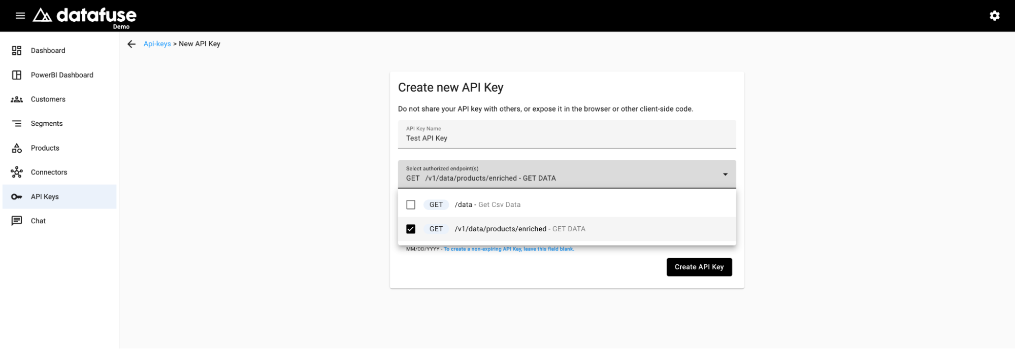 API Key Name and Endpoints