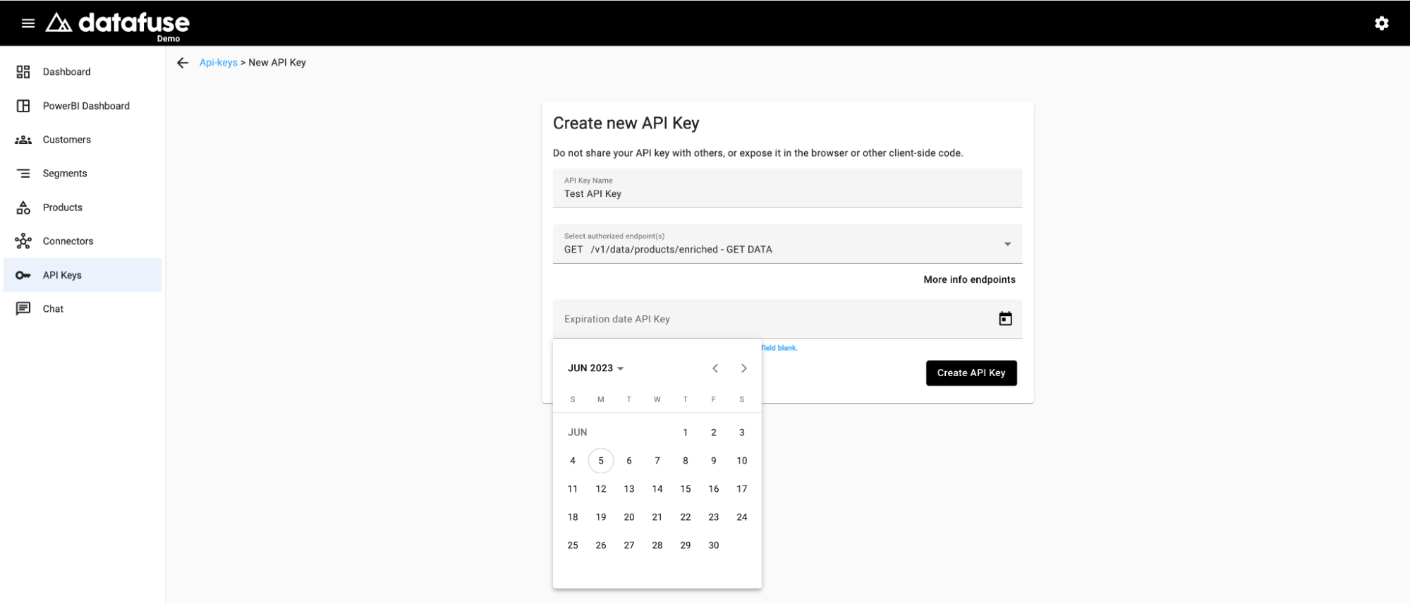 Set Expiration Date and Create API Key